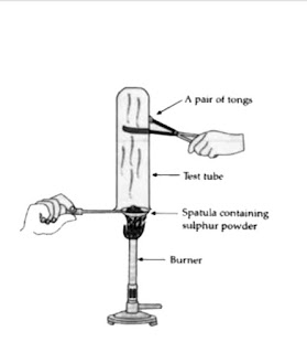 Figure showing Pratyush heating Sulphur powder and collecting gas